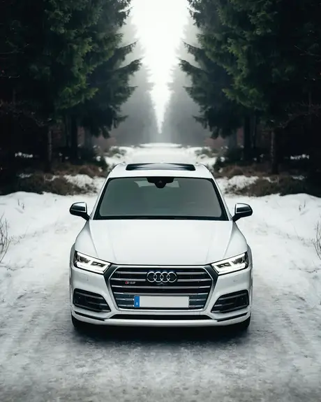 A car on a snowy road